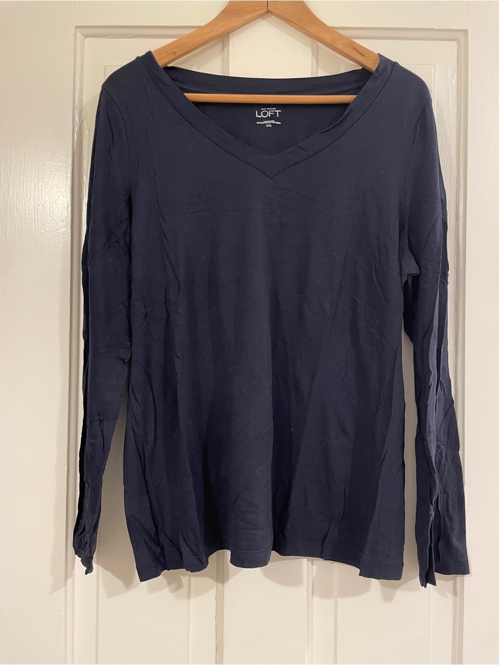 LOFT Navy V-Neck Long Sleeve Tee